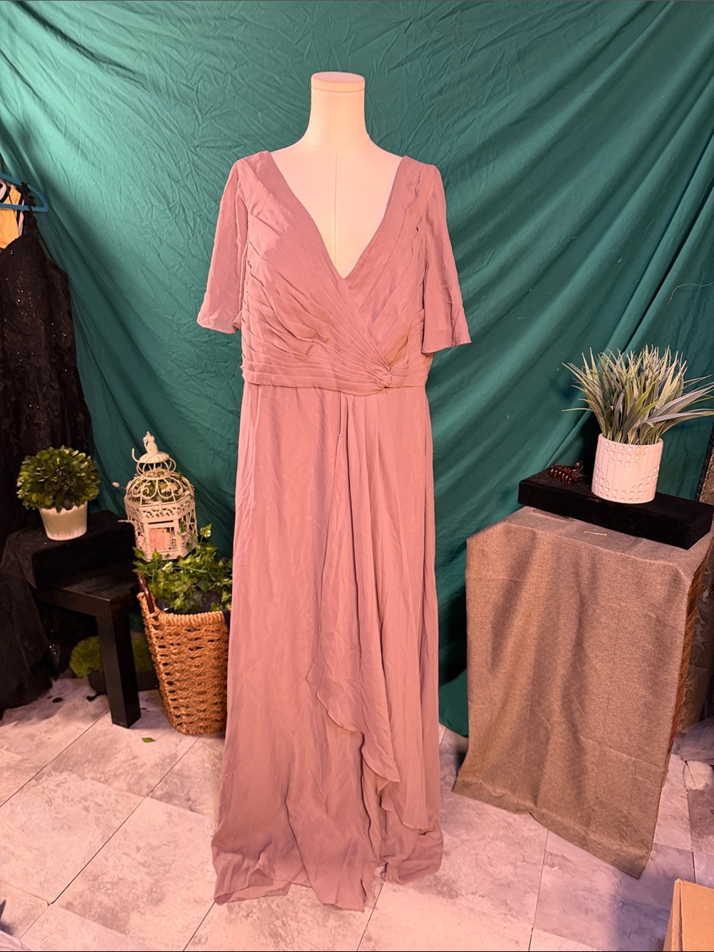 Women's Dusty Purple V-Neck Maxi Dress